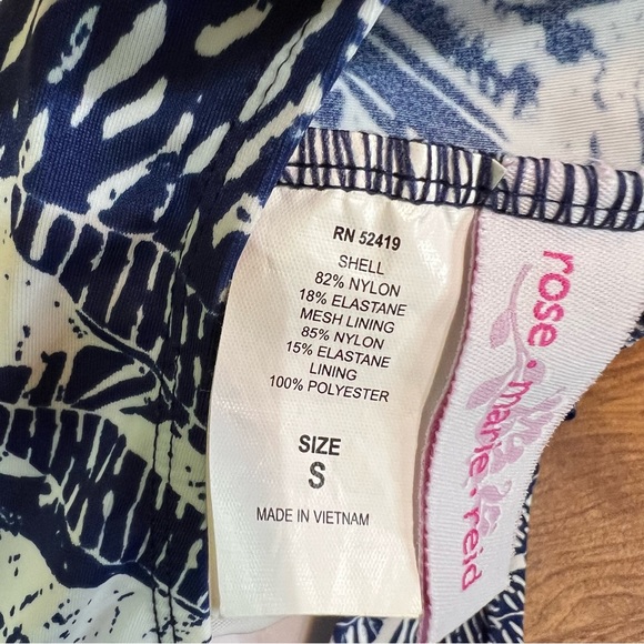 Rose.Marie.Reid Blue white Floral Tropical Print Swimsuit size S - Picture 7 of 9